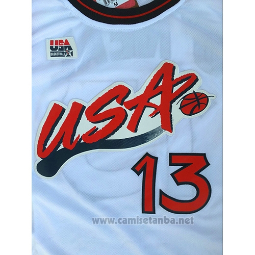 Camiseta USA 1996 Shaquille O'Neal #13 Blanco